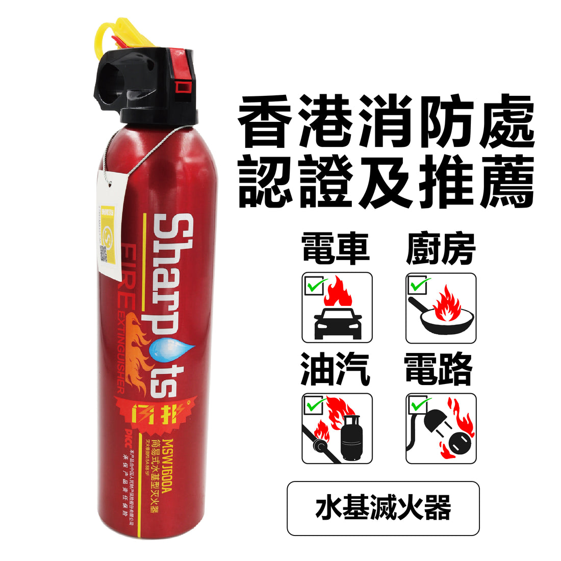 Portable Fire Extinguisher 便攜救生滅火器 (獲香港消防處認證)