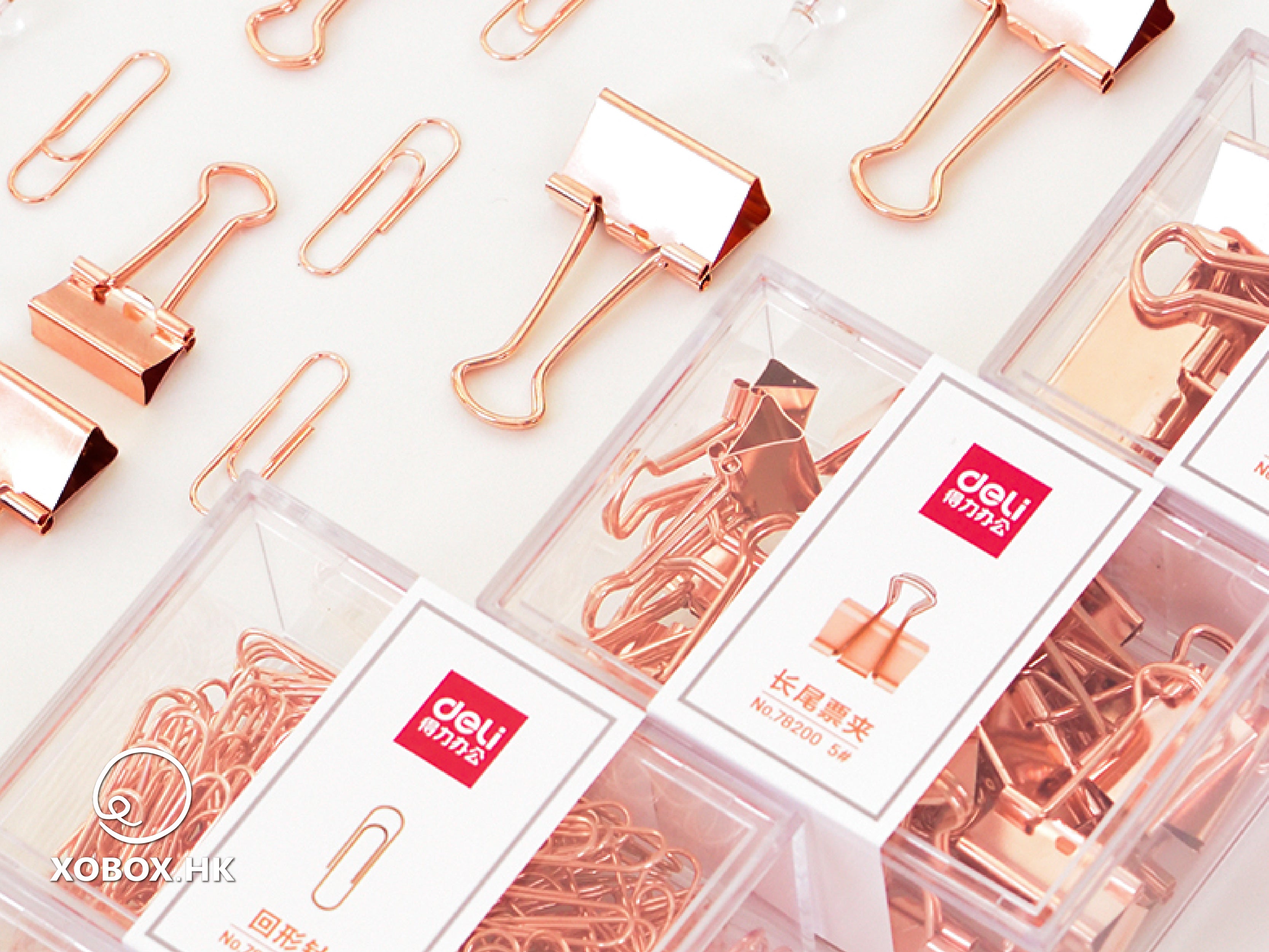 Deli Elliot Folder & Paper Clip (Rose Gold Series) 得力長尾夾及回形針-玫瑰金系列