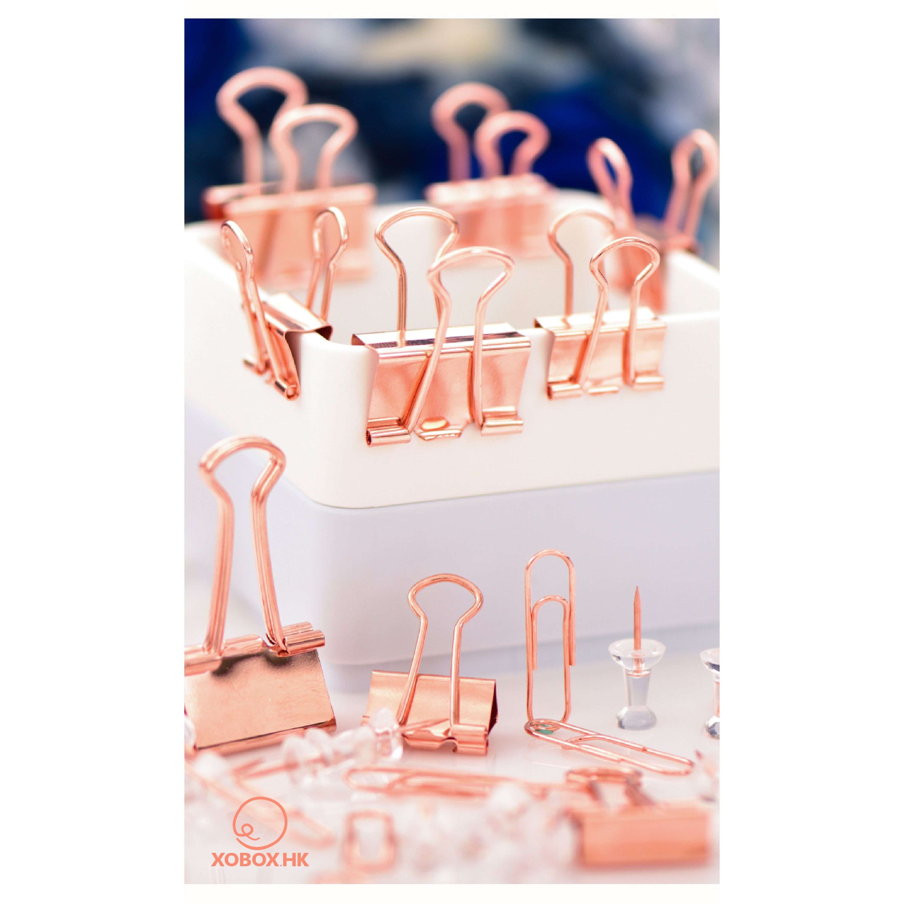 Deli Elliot Folder & Paper Clip (Rose Gold Series) 得力長尾夾及回形針-玫瑰金系列