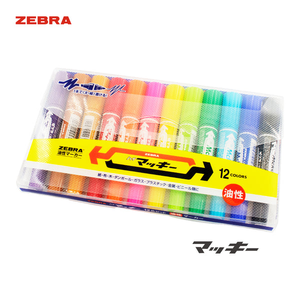 Zebra Mckee MO150 Marker 斑馬牌大嘜奇油性筆套裝[方咀12支裝] – XOBOX.HK