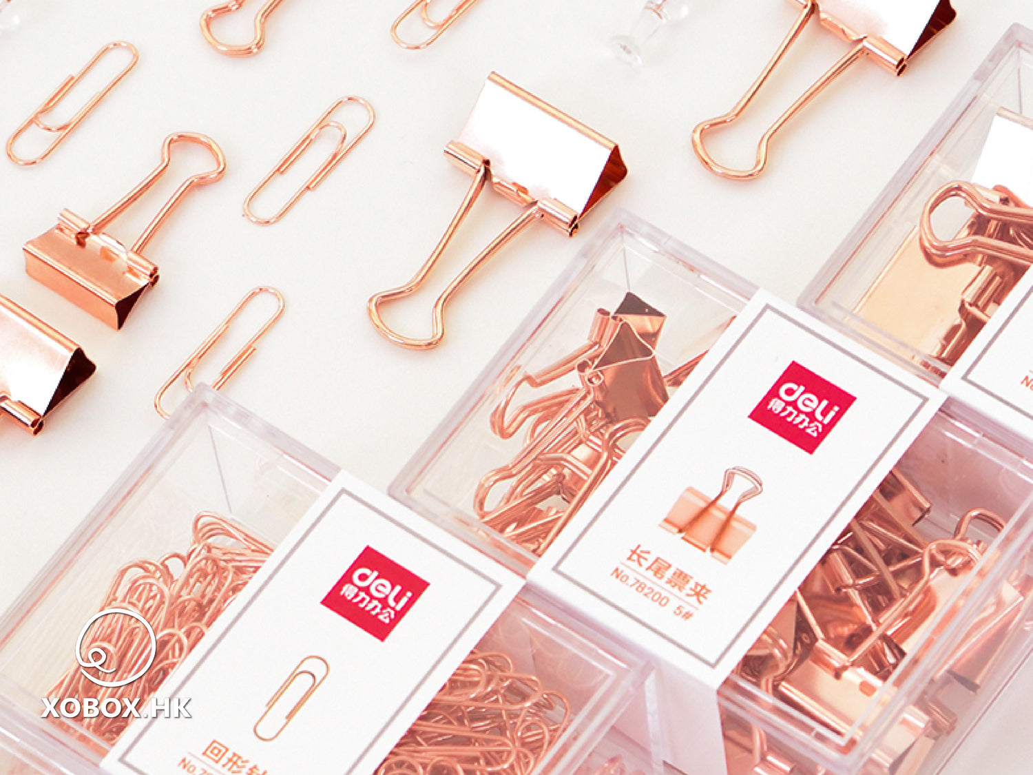 Deli Elliot Folder &amp; Paper Clip (Rose Gold Series) 得力長尾夾及回形針-玫瑰金系列