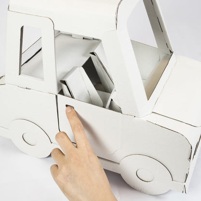 FPF-DIY-紙模型-迷你-車-Mini Car-純白版-Plain